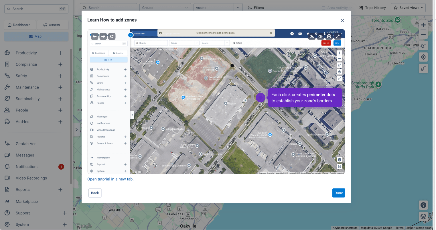 personalized onboarding tutorial on MyGeotab
